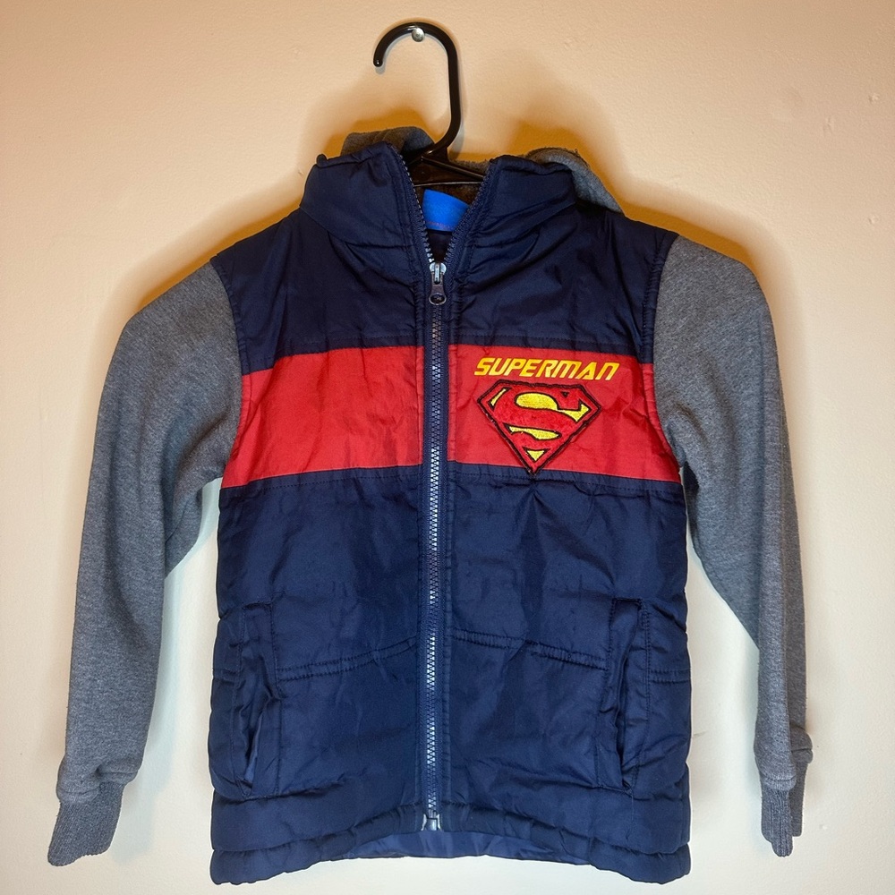 Vintage DC Comics Superman Blue and Gray Kids' Hoodie